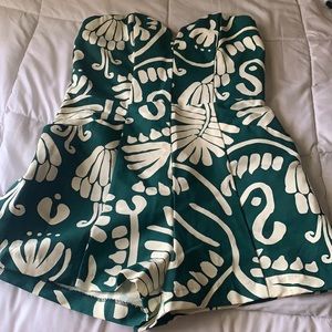 Green and white romper